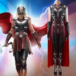 Jane Foster Mighty Thor Cosplay Jumpsuit With Cape Gloves-Thor 4: Love And Thunder