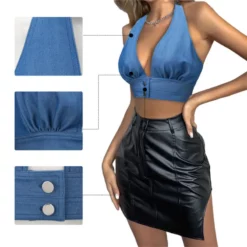 Daisy Jones Denim Crop Top Bra Daisy Jones & The Six 70s Outfits -Étoile Cosplay Soldes 317c2c9be7