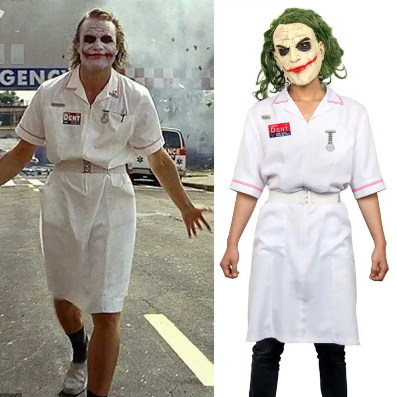 Batman Dark Knight Heath Ledger Joker Nurse Cosplay Costume 3 Batman Dark Knight Heath Ledger Joker Nurse Cosplay Costume
