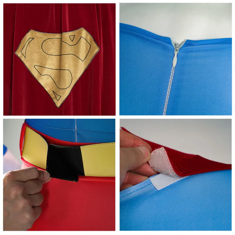 Superman 1978 Costume Clark Kent Cosplay Jumpsuit With Cape 11 Superman 1978 Costume Clark Kent Cosplay Jumpsuit With Cape – Image 9