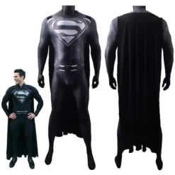 Crisis On Infinite Earths Superman Black Suit Cosplay Costume Adults Kids