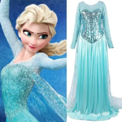 Frozen 2 Princess Elsa Blue Sparkly Party Dress