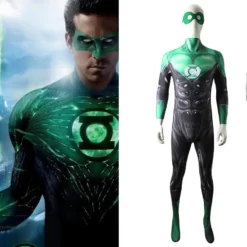 Green Lantern Cosplay Costume With Eye Mask Adult Kids