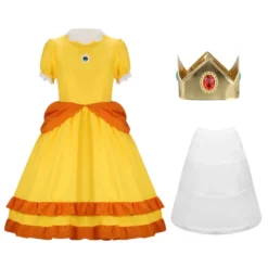 Kids Princess Daisy Dress Super Mario Cosplay Costume -Étoile Cosplay Soldes 77bc8af058