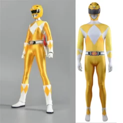 Mighty Morphin Power Rangers Yellow Ranger Cosplay Costume Trini Kwan Jumpsuit For Men