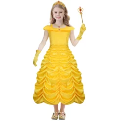 Princess Belle Girl's Costume Yellow Dress Beauty And The Beast