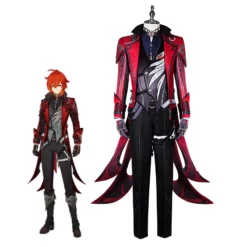Genshin Impact Diluc Cosplay Costume Red Dead Of Night Style