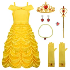 Princess Belle Girl's Costume Yellow Dress Beauty And The Beast -Étoile Cosplay Soldes a0ee1c3df3
