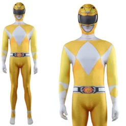 Mighty Morphin Power Rangers Yellow Ranger Cosplay Costume Trini Kwan Jumpsuit For Men -Étoile Cosplay Soldes a7d7039431