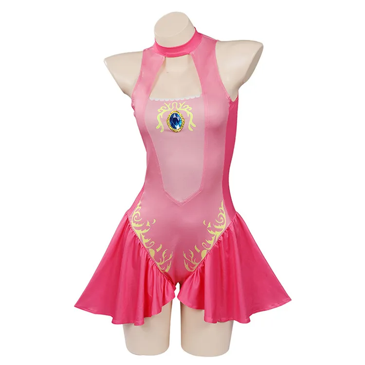 Princess Peach One Piece Swimsuit Cosplay Costume Super Mario 3 Princess Peach One Piece Swimsuit Cosplay Costume Super Mario
