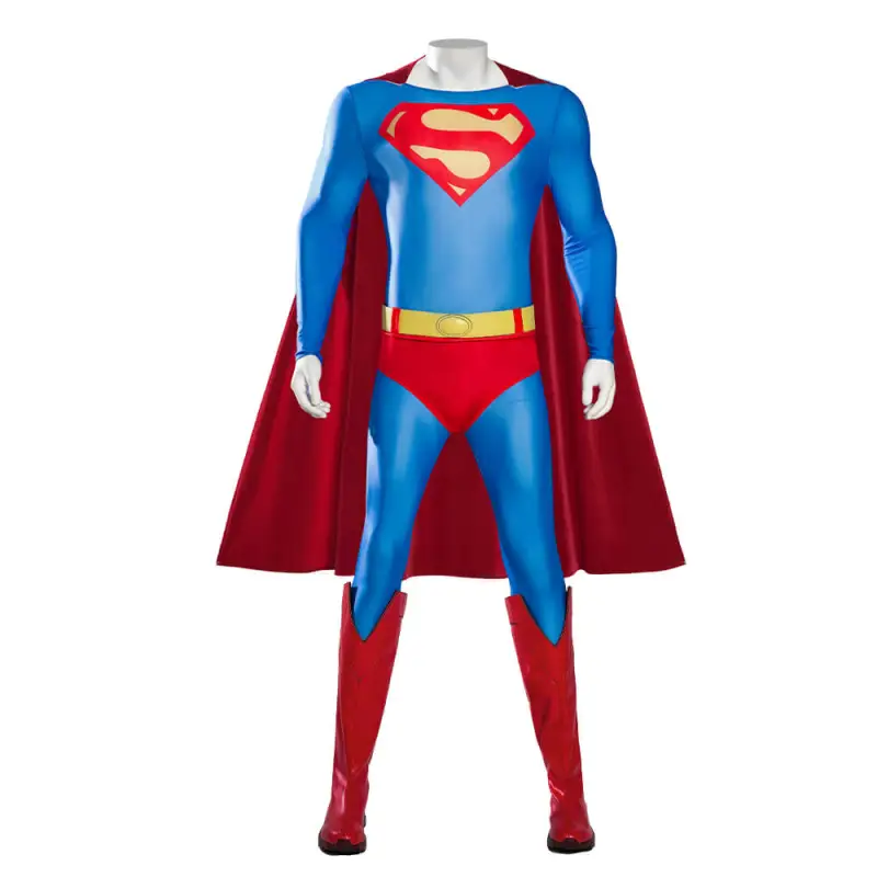 Superman 1978 Costume Clark Kent Cosplay Jumpsuit With Cape 4 Superman 1978 Costume Clark Kent Cosplay Jumpsuit With Cape – Image 2